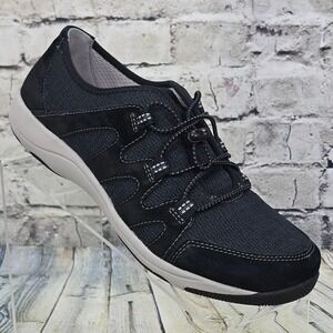 Dansko Holland Suede Sneakers Womens 40 Black Bungee Lace Walking Shoes Comfort